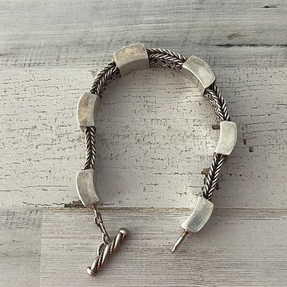 Vintage Lois Hill Woven Sterling Silver Station Bracelet 925 Indonesia